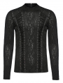 Black Gothic Punk Jacquard Knitted Daily Wear T-Shirt for Men