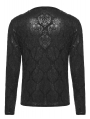 Black Gothic Simple Daily Wear Knitted T-Shirt for Men