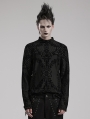 Black Gothic Vintage Flock Printing Knitted Long Sleeve T-Shirt for Men