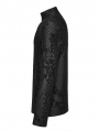 Black Gothic Vintage Flock Printing Knitted Long Sleeve T-Shirt for Men