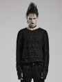 Black Gothic Decadent Knitted Long Sleeve T-Shirt for Men