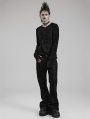 Black Gothic Decadent Knitted Long Sleeve T-Shirt for Men