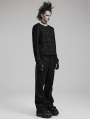 Black Gothic Decadent Knitted Long Sleeve T-Shirt for Men