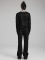 Black Gothic Decadent Knitted Long Sleeve T-Shirt for Men