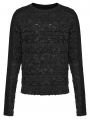 Black Gothic Decadent Knitted Long Sleeve T-Shirt for Men