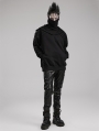 Black Gothic Punk Distinctive Daily Wear Loose Hooded Sweater for Men