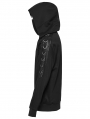 Black Gothic Punk Distinctive Daily Wear Loose Hooded Sweater for Men