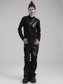 Black Gothic Punk Metal Rivets Daily Long Sleeve T-Shirt for Men