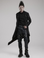 Black Gothic Daily Wear Hooded Medium Long Trench Coat for Men