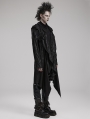 Black Gothic Daily Wear Hooded Medium Long Trench Coat for Men