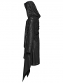 Black Gothic Daily Wear Hooded Medium Long Trench Coat for Men