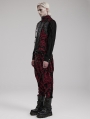 Black and Red Retro Gothic Victorian Jacquard Stand Collar Party Vest for Men