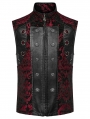 Black and Red Retro Gothic Victorian Jacquard Stand Collar Party Vest for Men