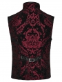 Black and Red Retro Gothic Victorian Jacquard Stand Collar Party Vest for Men