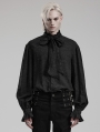 Black Gothic Men's Jacquard Party Shirt with Detachable Bow Tie