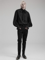 Black Gothic Men's Jacquard Party Shirt with Detachable Bow Tie