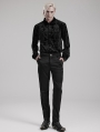 Black Gothic Vintage Embossed Velvet Shirt for Men