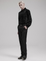 Black Gothic Vintage Embossed Velvet Shirt for Men