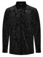 Black Gothic Vintage Embossed Velvet Shirt for Men