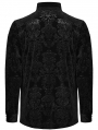 Black Gothic Vintage Embossed Velvet Shirt for Men
