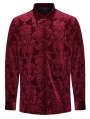 Red Gothic Vintage Embossed Velvet Shirt for Men