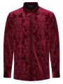 Red Gothic Vintage Embossed Velvet Shirt for Men