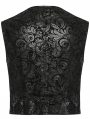 Black Vintage Gothic Printed PU Leather Waistcoat for Men