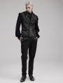 Black Retro Gothic Gorgeous Jacquard Party Waistcoat for Men