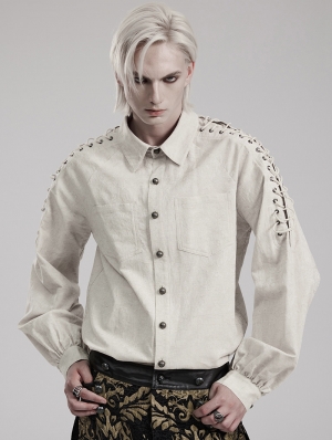 White Gothic Daily Long Sleeve Shirt for Men