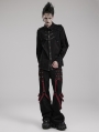 Black Gothic Punk Metal Buckle Decadent Long Sleeve Shirt for Men