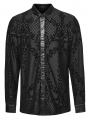 Black Vintage Gothic Flocking Pattern Shirt for Men