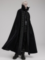 Black Gothic Velvet Noble 3D Bat Collar Long Cloak for Men