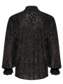 Black Vintage Gothic Dark Gold Printed Button-Up Shirt for Men