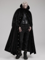 Black Retro Gothic Ornate Velvet Plush Splicing Long Cloak for Men