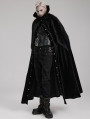 Black Retro Gothic Ornate Velvet Plush Splicing Long Cloak for Men