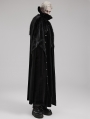 Black Retro Gothic Ornate Velvet Plush Splicing Long Cloak for Men