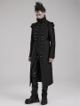 Black Gothic Cool Punk Metal Rivets Padded Long Jacket for Men