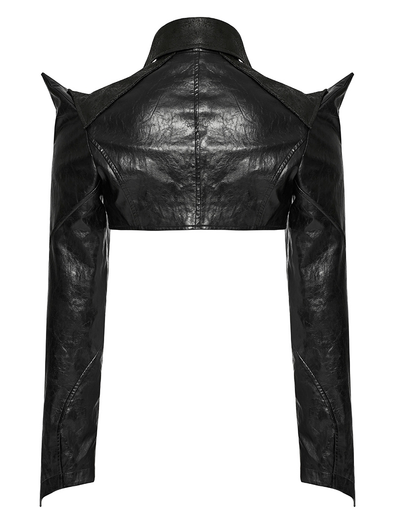 【punk leather jaket short】 Punk Colorblock Casual Short Version Trendy Leather Jacket