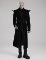 Black Retro Gothic Jacquard Velvet Bat Collar Long Party Coat for Men