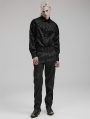 Black Gothic Vintage Embossed Pattern Fit Party Shirt for Men