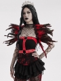 Black and Red Gothic Decadent Faux Feather Shoulder Accessory