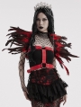 Black and Red Gothic Decadent Faux Feather Shoulder Accessory