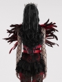 Black and Red Gothic Decadent Faux Feather Shoulder Accessory