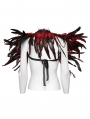 Black and Red Gothic Decadent Faux Feather Shoulder Accessory