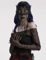 Black Gothic Fringed Lace Coffin Mask with Sequin Tassels