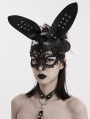 Black Gothic Faux Leather Lace Bunny Mask