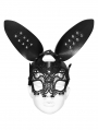 Black Gothic Faux Leather Lace Bunny Mask