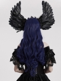 Black Gothic Faux Feather Symmetrical Devil Wing Headwear