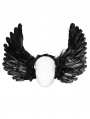 Black Gothic Faux Feather Symmetrical Devil Wing Headwear