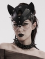 Black Gothic Punk Stud Fox Shaped Faux Leather Mask